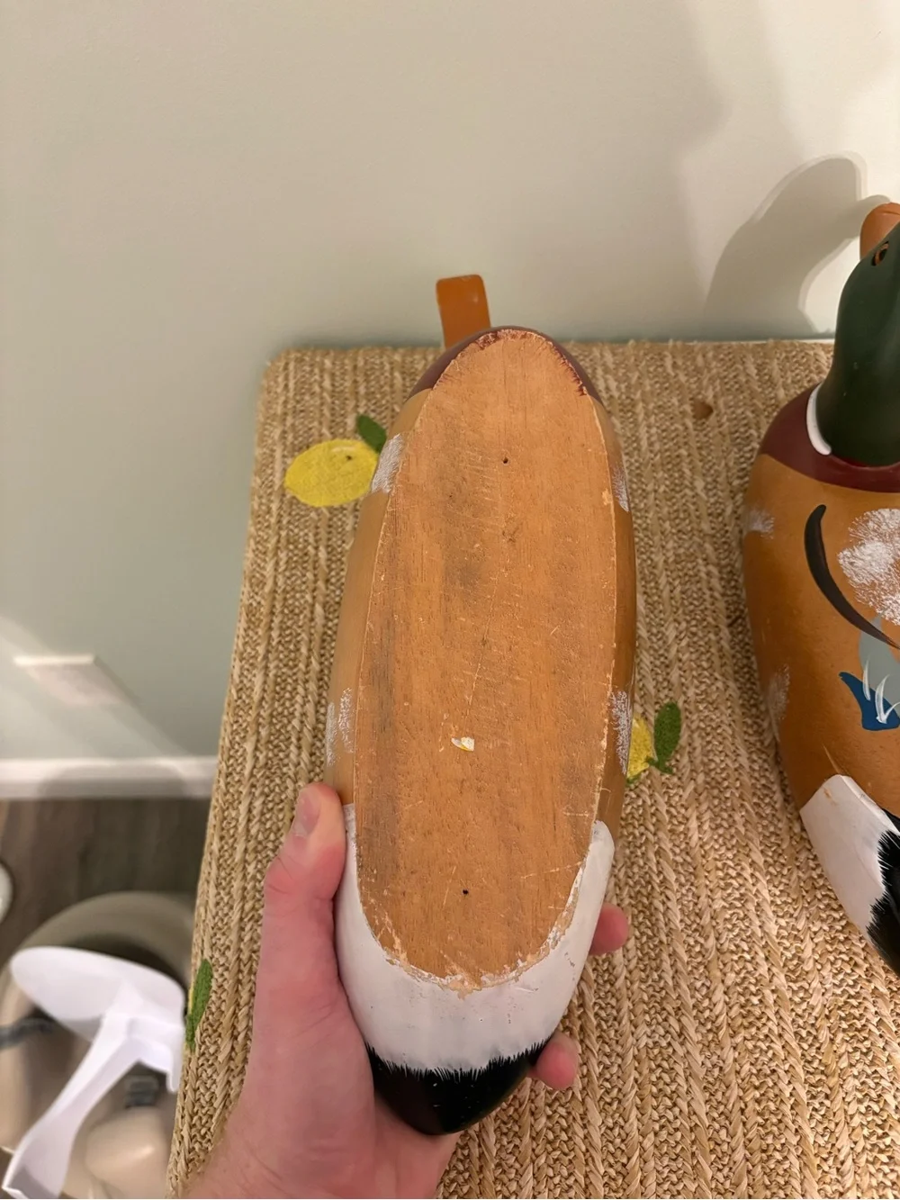 Vintage Solid Wood Mallard Duck Decoy Pair Rustic Waterfowl Cabin Decor set